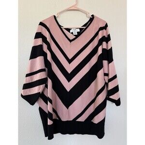 Magaschoni Chevron Casual Sweater Plus Size 2x Designer Top Quiet Luxury